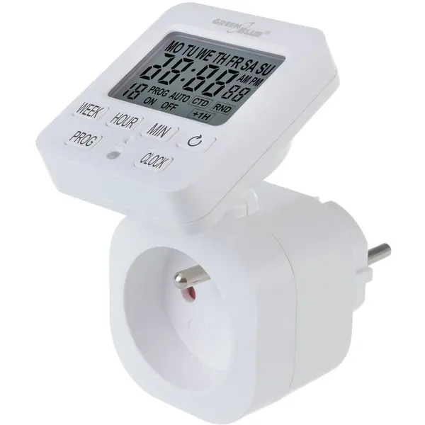 GreenBlue Priza programabila, Cronometru digital GreenBlue GB605, sarcina max. 3680 W, alimentare 220-240 V / 50Hz, 16 A, 18 programe, IP20,