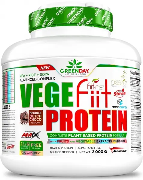 GreenDay Vegefiit Protein, ciocolată dublă, 2000 g, Amix