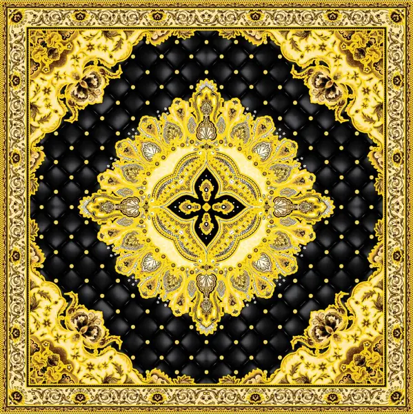 Gresie decorativa / covor ceramic Baroque Amara Nero 121103-4B 120X120 (4 placi 60X60) lucioasa