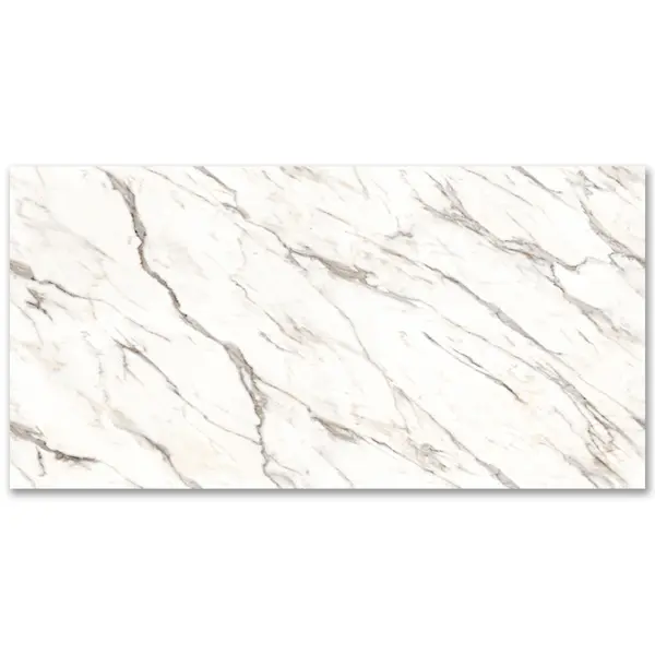 Gresie exterior / interior portelanata Carrara 120 x 240 cm lucioasa rectificata tip marmura