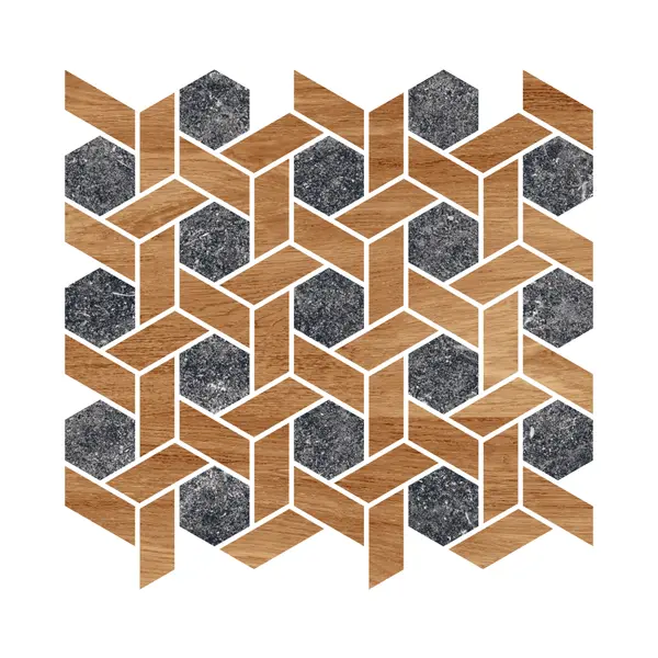 Gresie mozaic exterior / interior Mars Anthracite Wooden Decor 58 x 58 cm mata antiderapanta portelanata rectificata