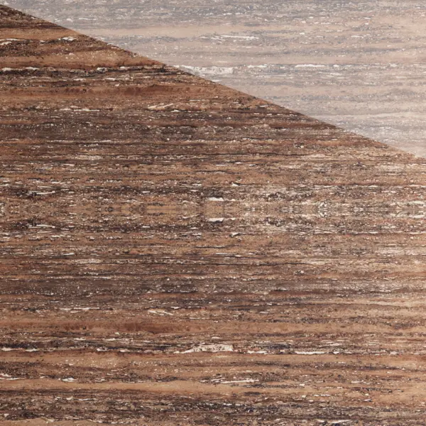 Gresie rectificata exterior / interior Choco Travertino 60 x 120 cm lucioasa portelanata tip piatra naturala