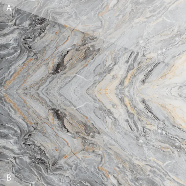 Gresie rectificata exterior / interior Zasilo Grey Bookmatch B 60 x 120 cm lucioasa portelanata tip marmura