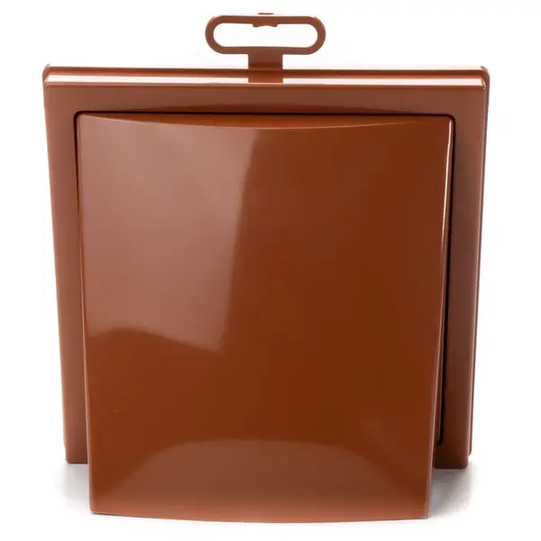- Grila ventilatie Ø100x55mm patrata cu clapeta antiretur, exterior 150x150, ASA plastic, Terracotta