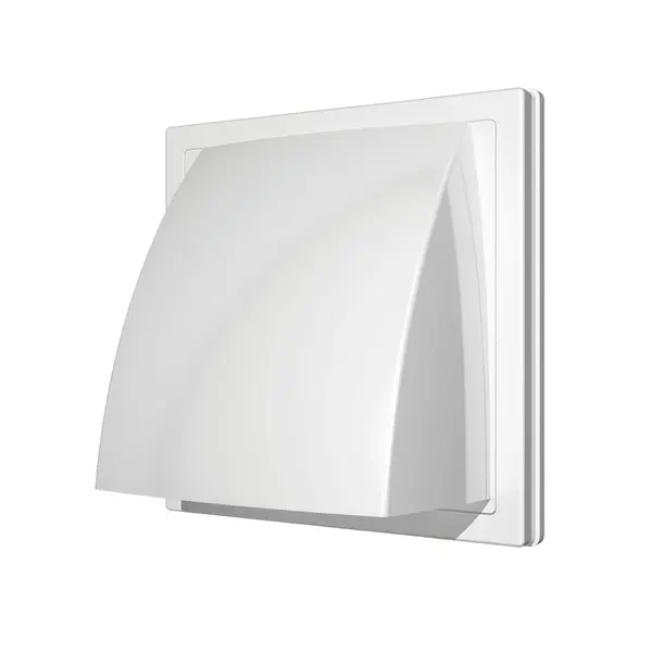 - Grila ventilatie Ø125mm patrata cu clapeta antiretur, exterior 150x150, ASA plastic Alb