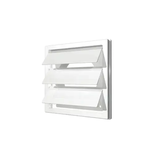 Grila ventilatie patrata cu jaluzele gravitationale, Diametru Ø100mm, exterior 150x150, ASA plastic Alb