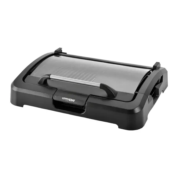 Grill multifunctional Vision Chef VEG01N, 2200W, Capac din sticla termostat, Reglabil, Tava colectare grasime, Negru