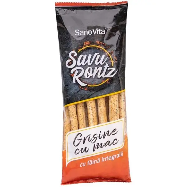 Grisine cu Mac din Faina Integrala de Grau, Sanovita, 50 g