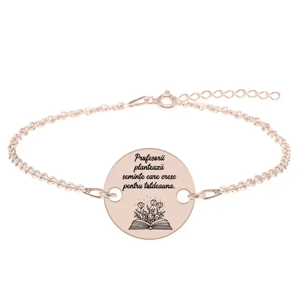 Growing - Bratara personalizata pentru profesori din argint 925 placat cu aur roz
