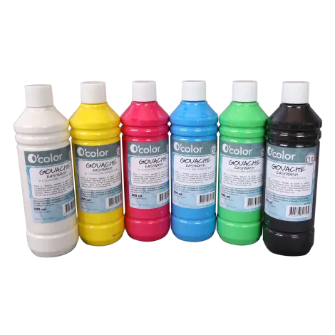 Guasa lavabila 6 x 500 ml, culori primare