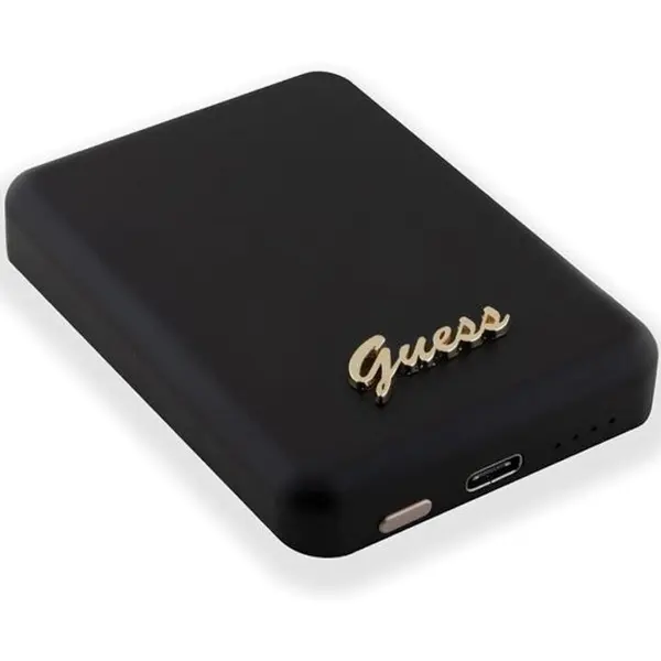 Guess Acumulator extern wireless Guess, 3000mAh, 5W, Magsafe, 1xUSB-C, Indicator baterie, Negru