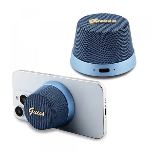 Guess Boxa Portabila Bluetooth Guess Stand Magnetic Script Metal, 3W, Albastra