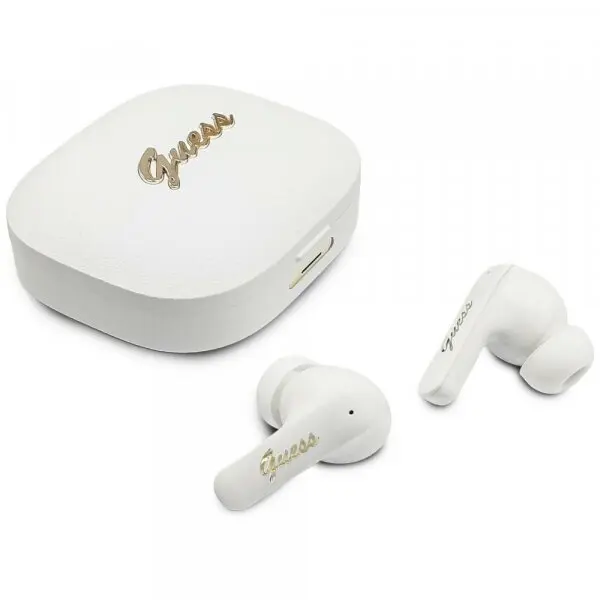 Guess Casti True Wireless Guess Script Metal Logo, Bluetooth, Alb