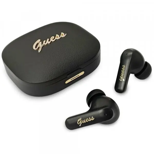 Guess Casti True Wireless Guess Script Metal Logo, Bluetooth, Negru