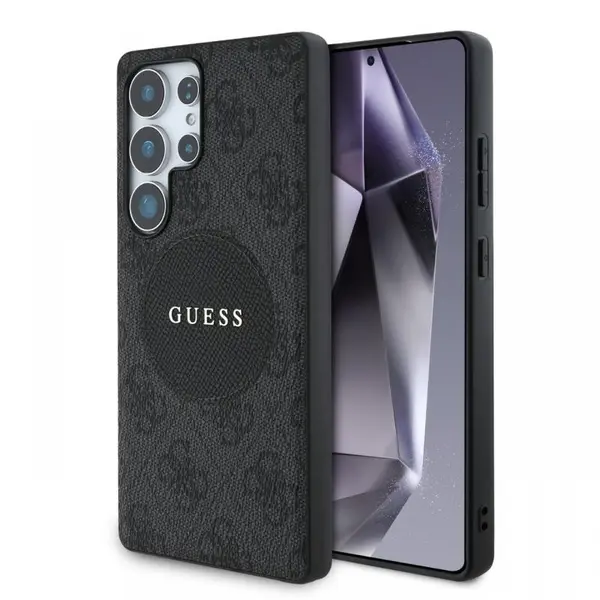 Guess Husa 4G Round Patch Classic Logo MagSafe Samsung Galaxy S25 Ultra Negru