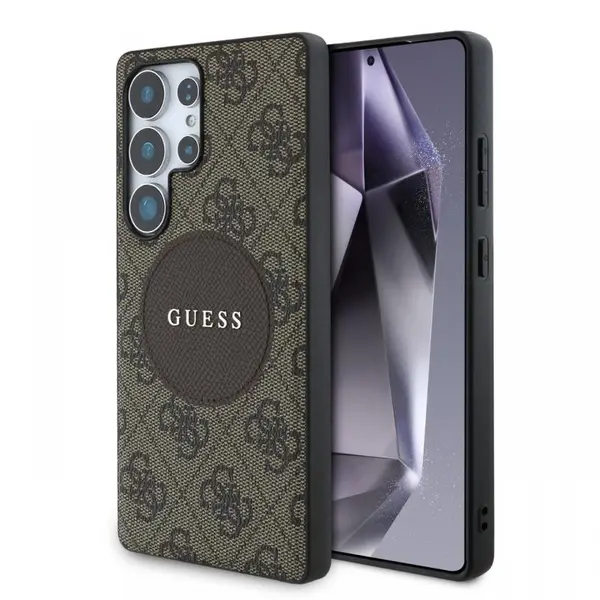 Guess Husa 4G Round Patch Classic Logo MagSafe Samsung Galaxy S25 Ultra Maro