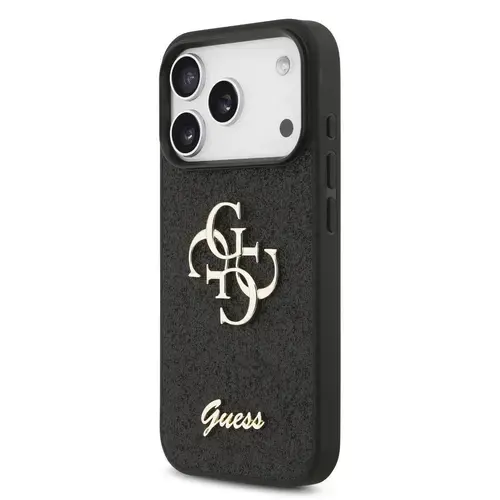 Guess Husa Fixed Glitter 4G Metal Logo iPhone 17 Pro Negru