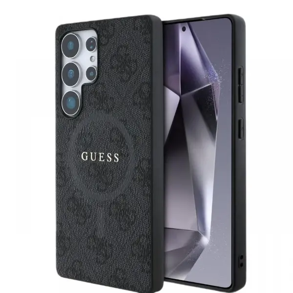 Guess Husa PU Leather 4G Colored Ring MagSafe Samsung Galaxy S25 Ultra Negru