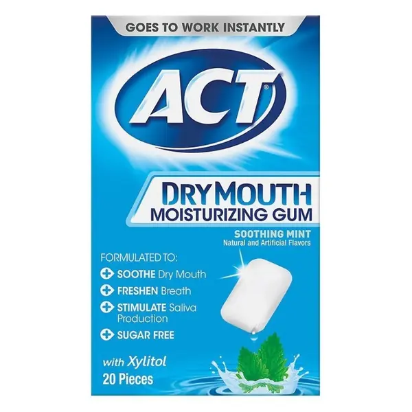 Guma de Mestecat, ACT, Dry Mouth Moisturizing Gum, pentru Gura Uscata, cu Xilitol, 20 tablete