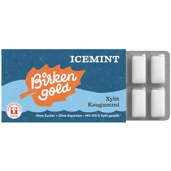 Guma de Mestecat cu Xylitol si Icemint, Vegana, 12 Bucati, Birkengold