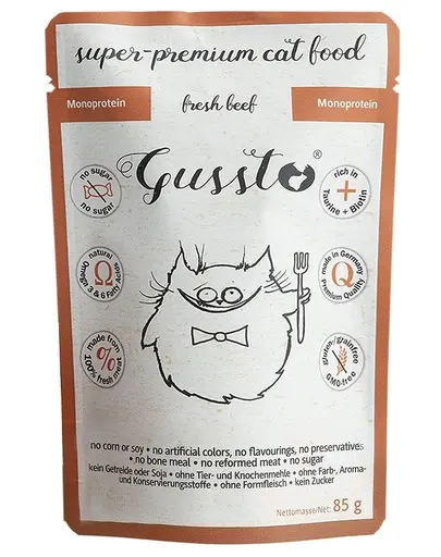 GUSSTO Cat Fresh Beef plicuri hrana pisici, cu vita 24x85 g