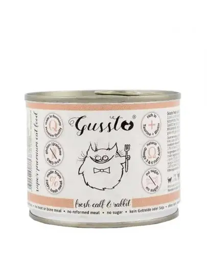 GUSSTO Cat Fresh Calf & Rabbit hrana umeda pisici, vitel si iepure 6x200 g