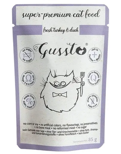 GUSSTO Cat Fresh Turkey & Duck CARNE PROASPĂTĂ DE CURCAN CU RAŢĂ 85 g