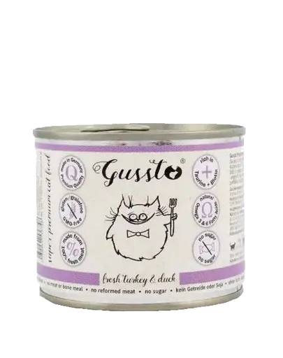 GUSSTO Cat Fresh Turkey & Duck CARNE PROASPĂTĂ DE CURCAN CU RAŢĂ 200 g
