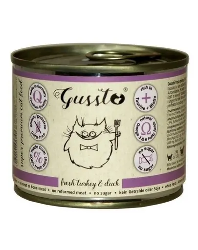 GUSSTO Cat Fresh Turkey & Duck curcan si rata, hrana pisici 6x200 g