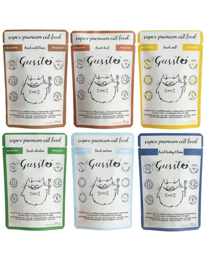 Gussto Cat Mix plicuri hrana umeda pisici 6x85 g
