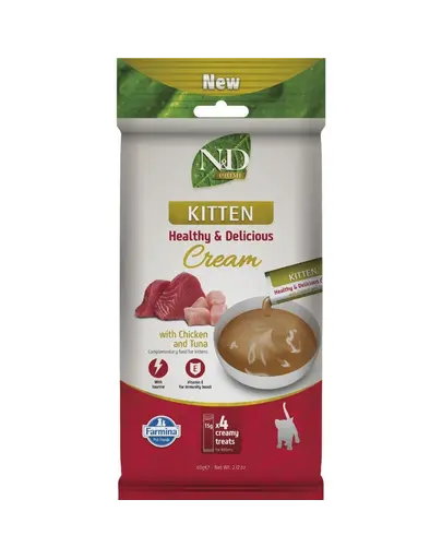 Gustare cremoasă pentru pisoi Farmina N&D Prime 4x15 g cu pui și ton