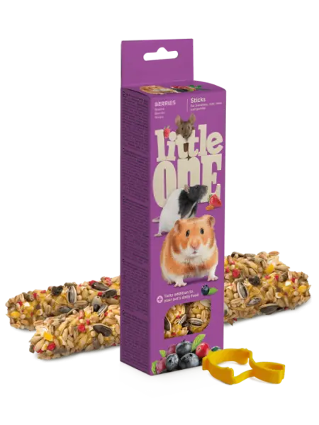 Gustare cu fructe de padure pentru rozatoare Little One, 2 x 60g