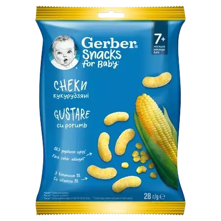 Gustare cu porumb de la 7 luni, 28g, Gerber