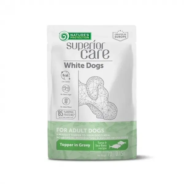 Gustari pentru caini N.P. Superior Care White Dogs cu ton biban 70 gr