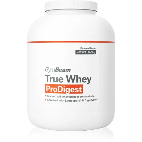GymBeam True Whey ProDigest proteine din zer cu enzime digestive aroma Banana 2000 g