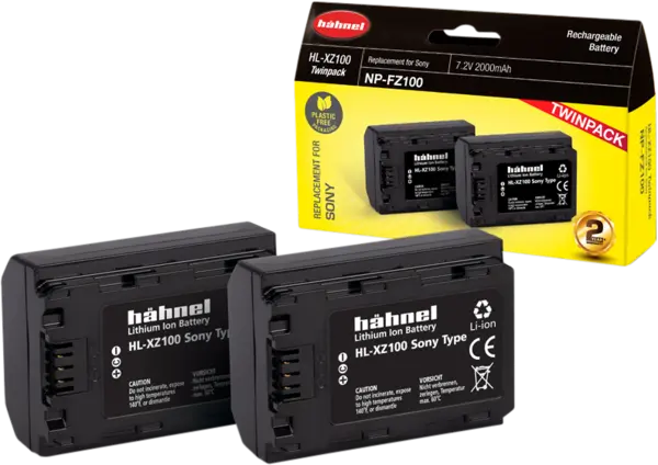 Hähnel Battery Sony HL-XZ100 / NP-FZ100 Twin Pack, Acumulator, baterie dedicata camera foto DSLR mirrorless