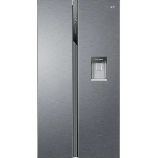 HAIER Frigider Side by side Haier HSR3918EWPG, 521 l, Total NoFrost, Multi Air Flow, Display, Super Cooling, Super Freezing, Dozator apa, Clasa E, H 177 cm, Argintiu