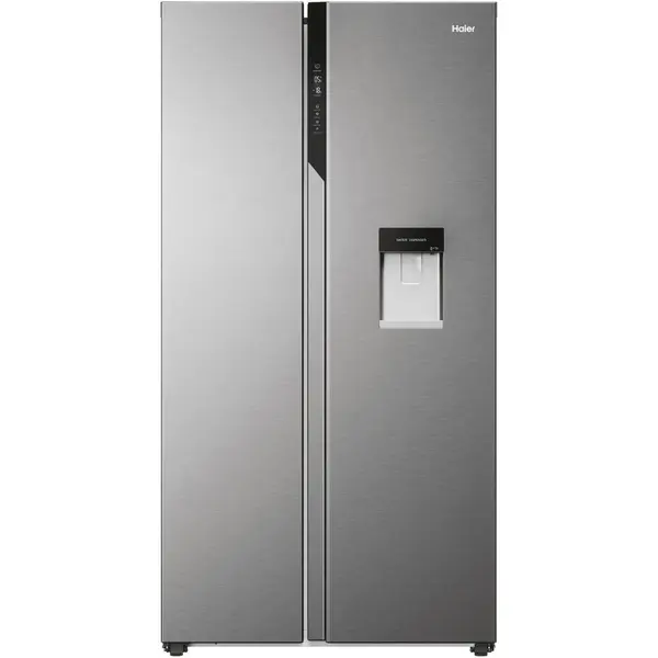 HAIER Side by side Haier HSR5918DWMP, 521 litri, Total No Frost, Multi air flow, Clasa D, SuperCooling, SuperFreezing, Holidays, dispenser apa, H 177 cm, Inox