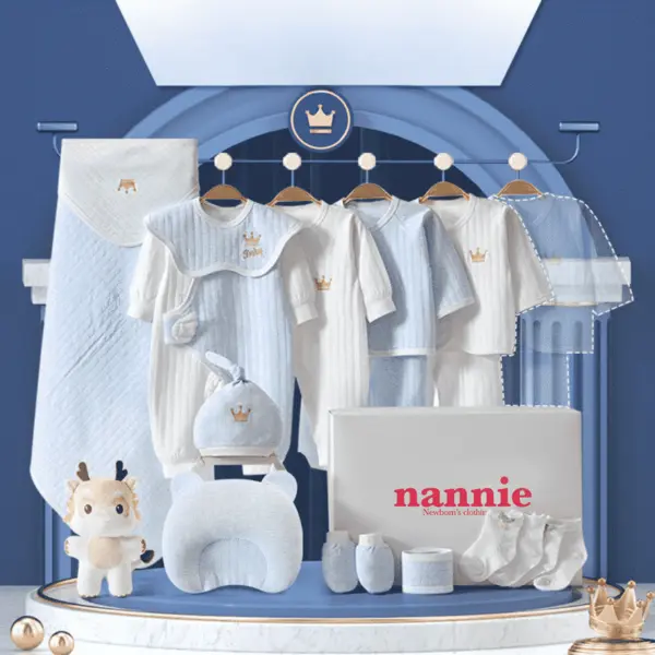 Hăinuțe Cadou Bebe Set Alb-Albastru 18 Piese Baby - 3-6 luni
