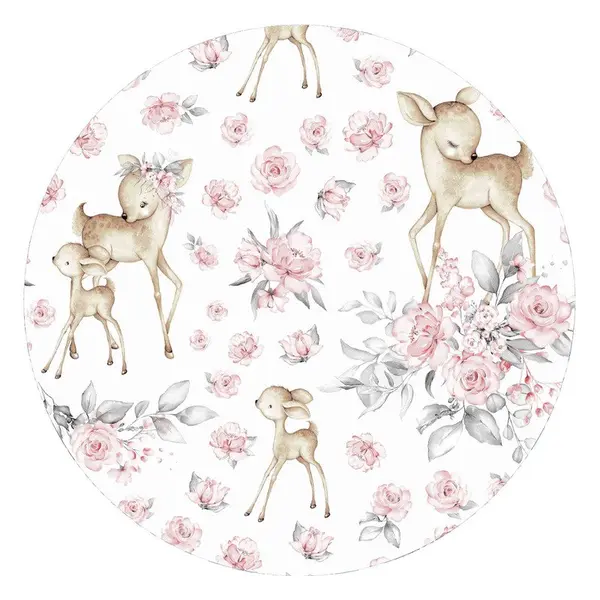 Halat de baie MimiNu cu urechi din bumbac si thermo fleece Sweet Deer Pink