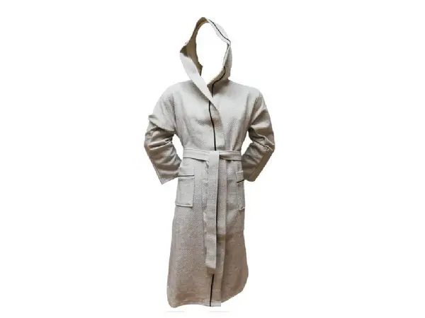Halat de Baie Tricotat cu Gluga, Unisex, Fabio Gri