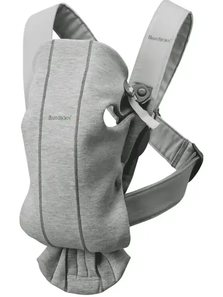 Ham anatomic BabyBjorn Mini, Pozitii multiple de purtare, 0-11 kg, 0-1 an, 3D Jersey (Gri)