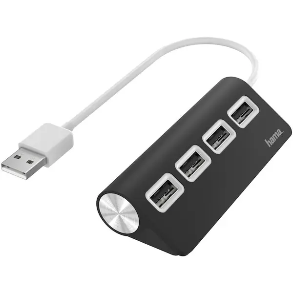 Hama USB HUB Hama 200119, 4 porturi USB 2.0, Negru