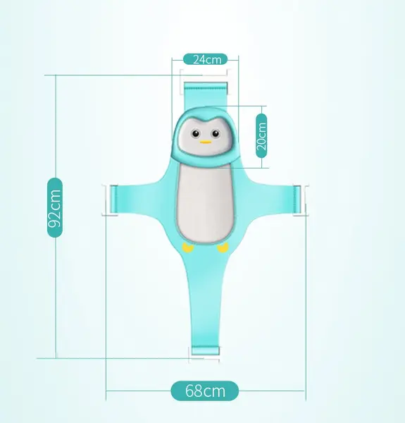 Hamac cadita Little Mom Bathnet Blue Penguin moale, uscare rapida, versatil, varsta 0-12 luni