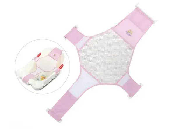 Hamac Little Mom Classic Pink pentru cadita, material textil, forma ergonomica, dimensiune reglabila, fara BPA, recomandat 0 luni+