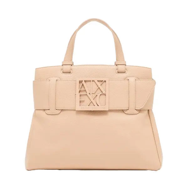 Handbag with maxi ax logo beige
