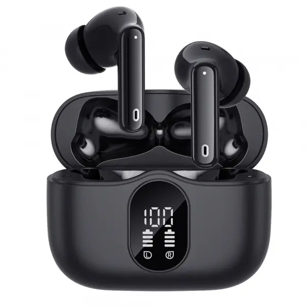 Handsfree Bluetooth Techsuit CW3 WaveBeat 100, TWS, ANC, Negru