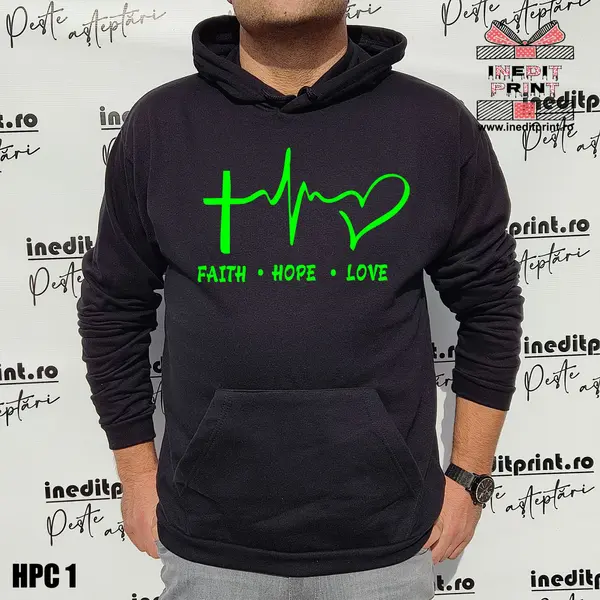 Hanorac Faith Hope Love HPC1 L, Negru