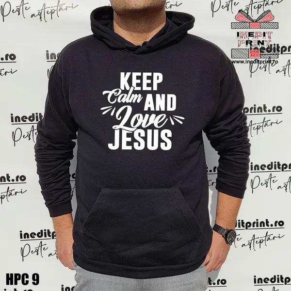 Hanorac Keep calm and love Jesus HPC9 XL, Gri
