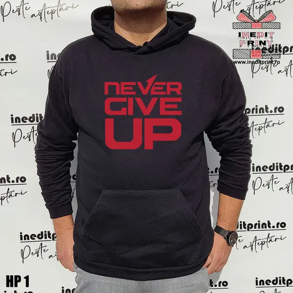Hanorac Never give up HP1 7-8 ani, Negru